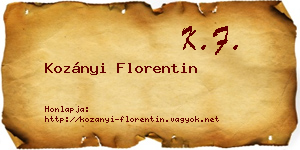 Kozányi Florentin névjegykártya